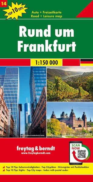 Wegenkaart - landkaart 14 Rund um Frankfurt | Freytag & Berndt