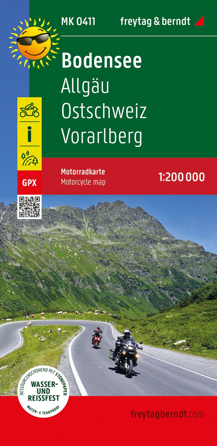 Online bestellen: Wegenkaart - landkaart 411 Motorkarte Bodensee - Allgäu - Ostschweiz - Vorarlberg | Freytag & Berndt