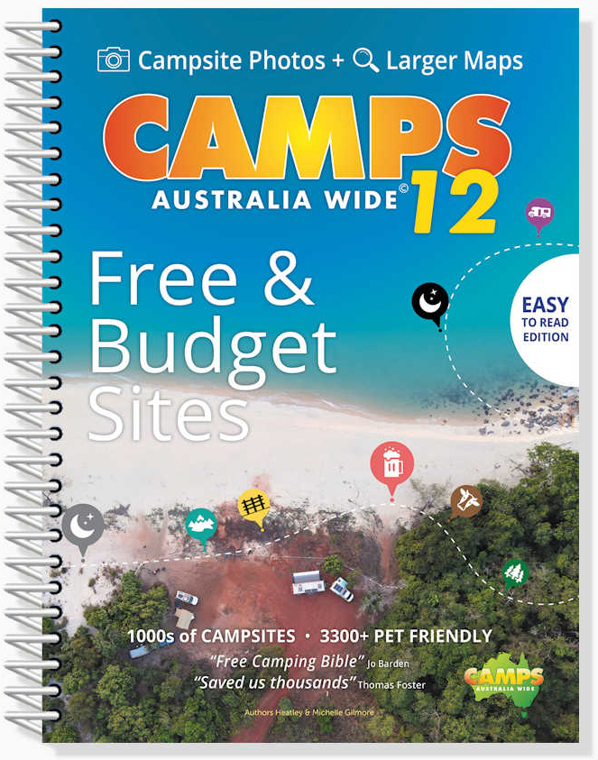 Online bestellen: Campergids Camps 12 Free Camping Guide Easy to Read with Photos Spiral Bound (B4) | Camps Australia Wide