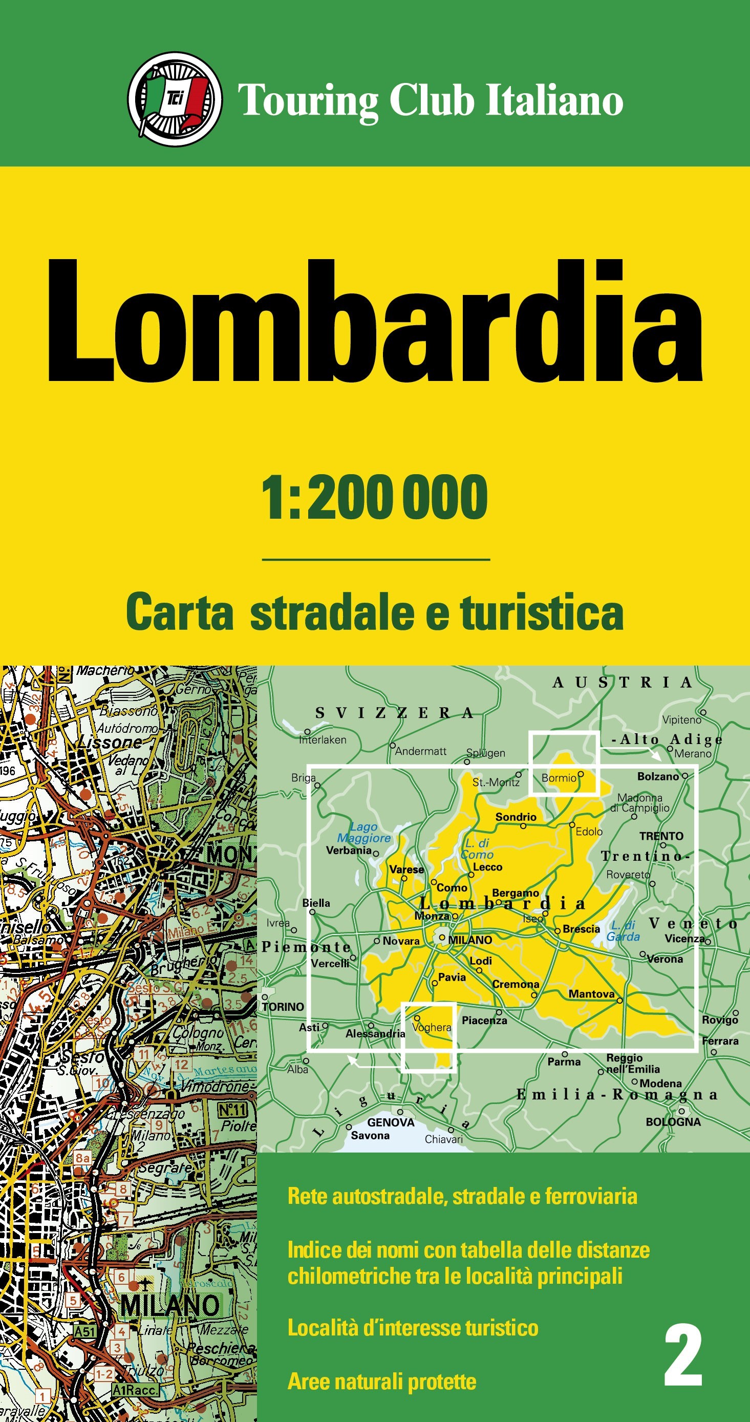 Online bestellen: Fietskaart - Wegenkaart - landkaart 2 Lombardia- Lombardije | Touring Club Italiano