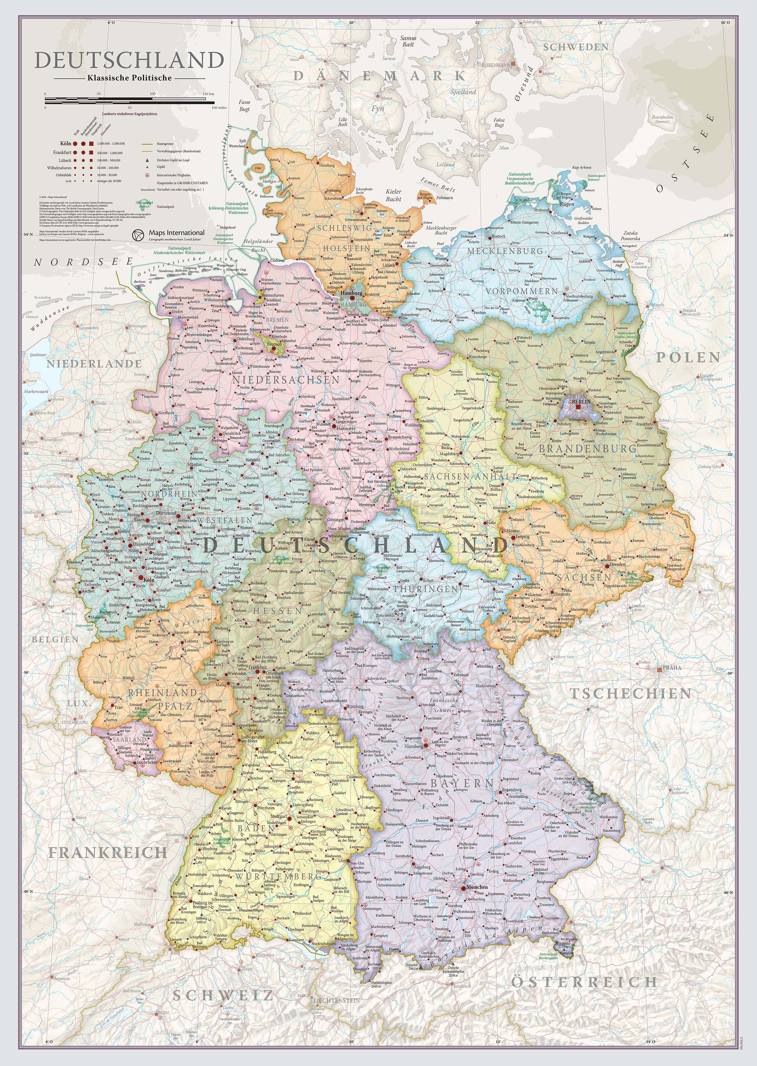 Wandkaart Classic Duitsland |…