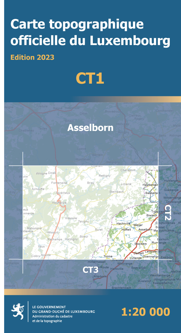 Online bestellen: Topografische kaart CT01 CT LUX Asselborn | Topografische dienst Luxemburg