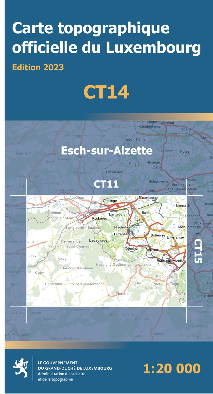 Online bestellen: Wandelkaart CT14 CT LUX Esch-Sur-Alzette | Topografische dienst Luxemburg