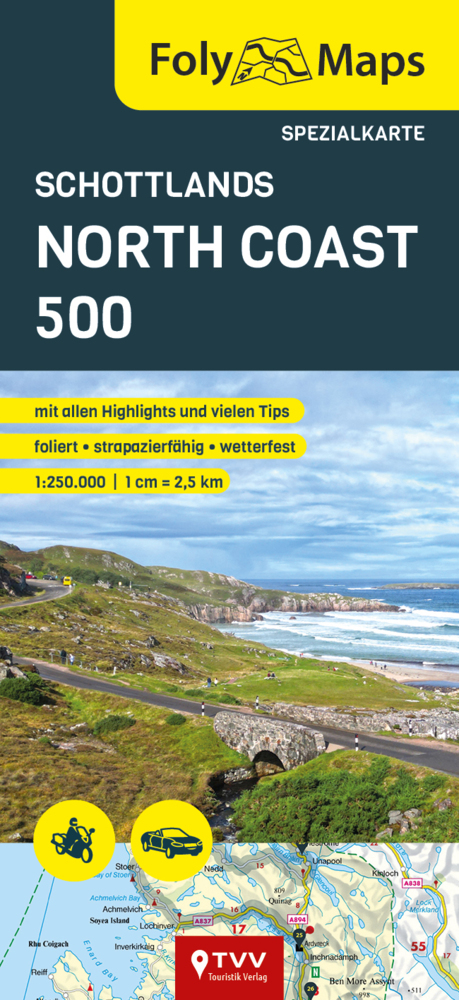 Online bestellen: Wegenkaart - landkaart Spezialkarte Schottlands North Coast 500 | TVV Touristik Verlag