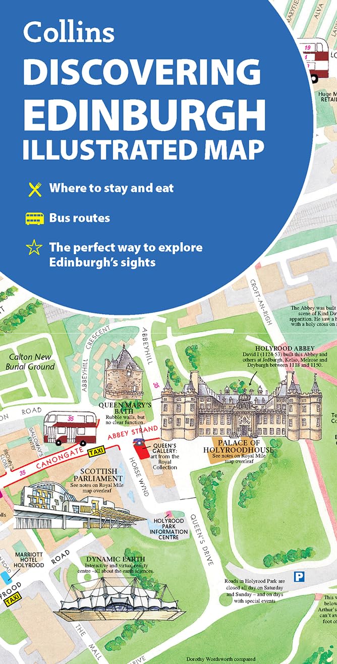 Online bestellen: Stadsplattegrond Discovering Edinburgh Illustrated Map | Collins