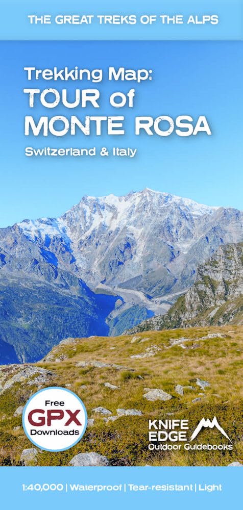 Online bestellen: Wandelkaart Tour of Monte Rosa Trekking Map | Knife Edge Outdoor