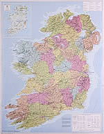 Online bestellen: Wegenkaart - landkaart Ierland administratief | 76 x 97 cm | Lascelles