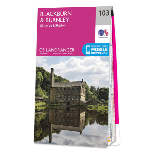 Online bestellen: Wandelkaart - Topografische kaart 103 Landranger Blackburn & Burnley, Clitheroe & Skipton | Ordnance Survey