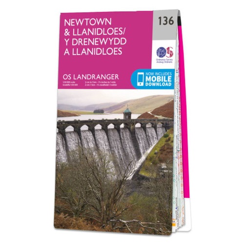 Online bestellen: Wandelkaart - Topografische kaart 136 Landranger Wales - Newtown, Llanidloes | Ordnance Survey