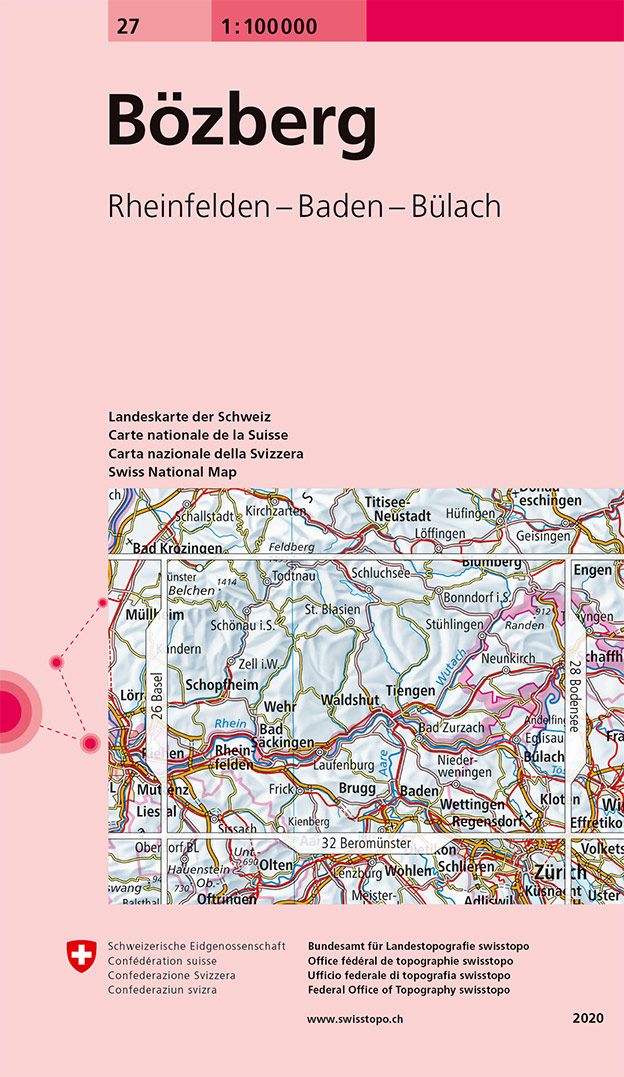 Online bestellen: Fietskaart - Wegenkaart - landkaart 27 Boezberg | Swisstopo