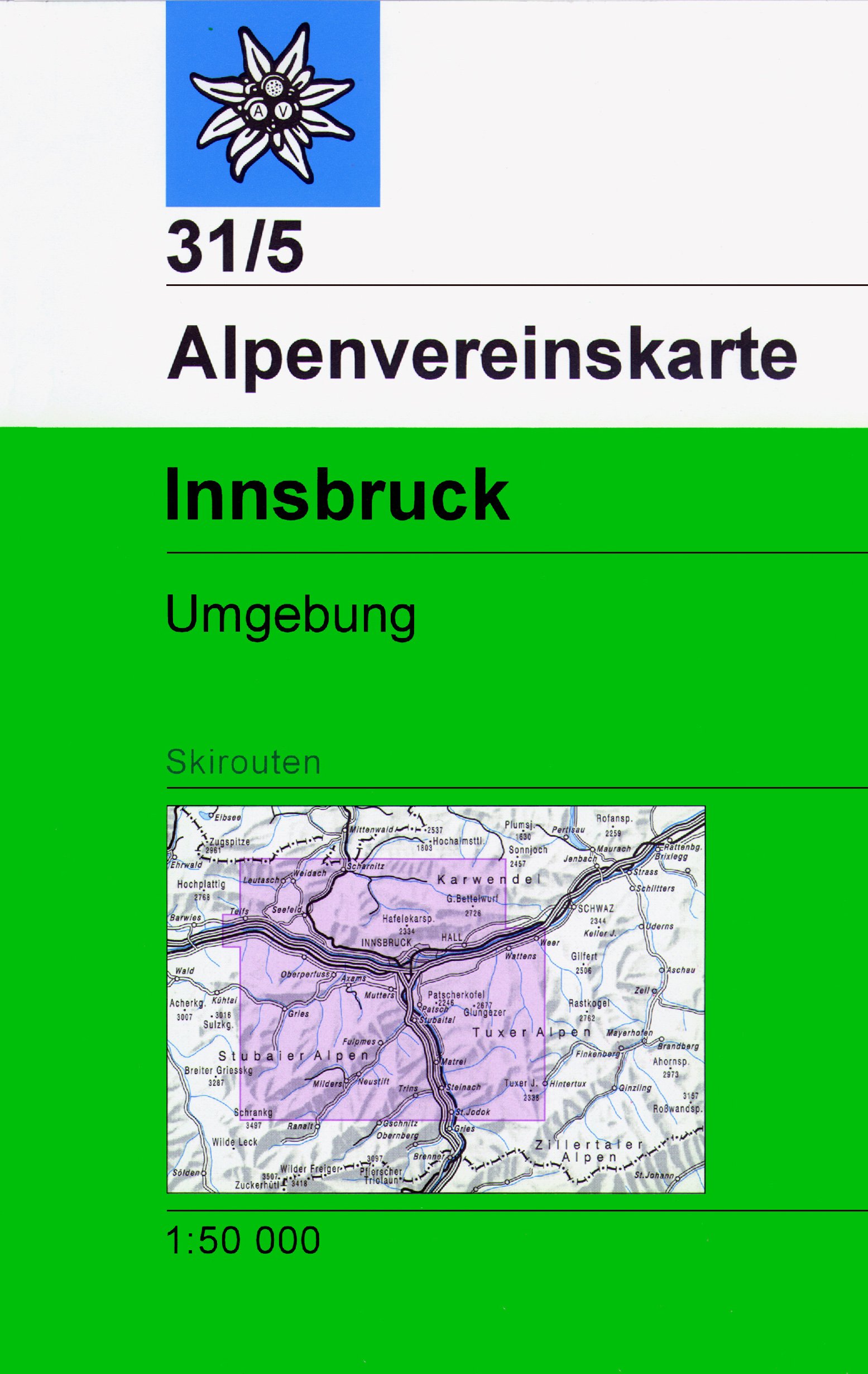 Online bestellen: Toerskikaart 31/5S Alpenvereinskarte Innsbruck & omg. ski | Alpenverein