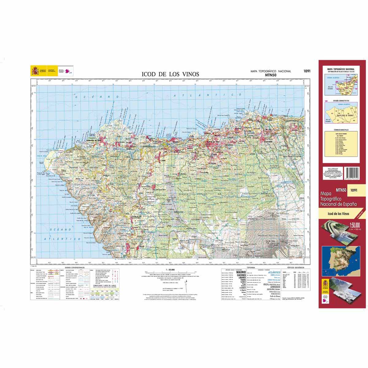 Online bestellen: Topografische kaart 1091 MT50 Icod de los Vinos (Tenerife) | CNIG - Instituto Geográfico Nacional1