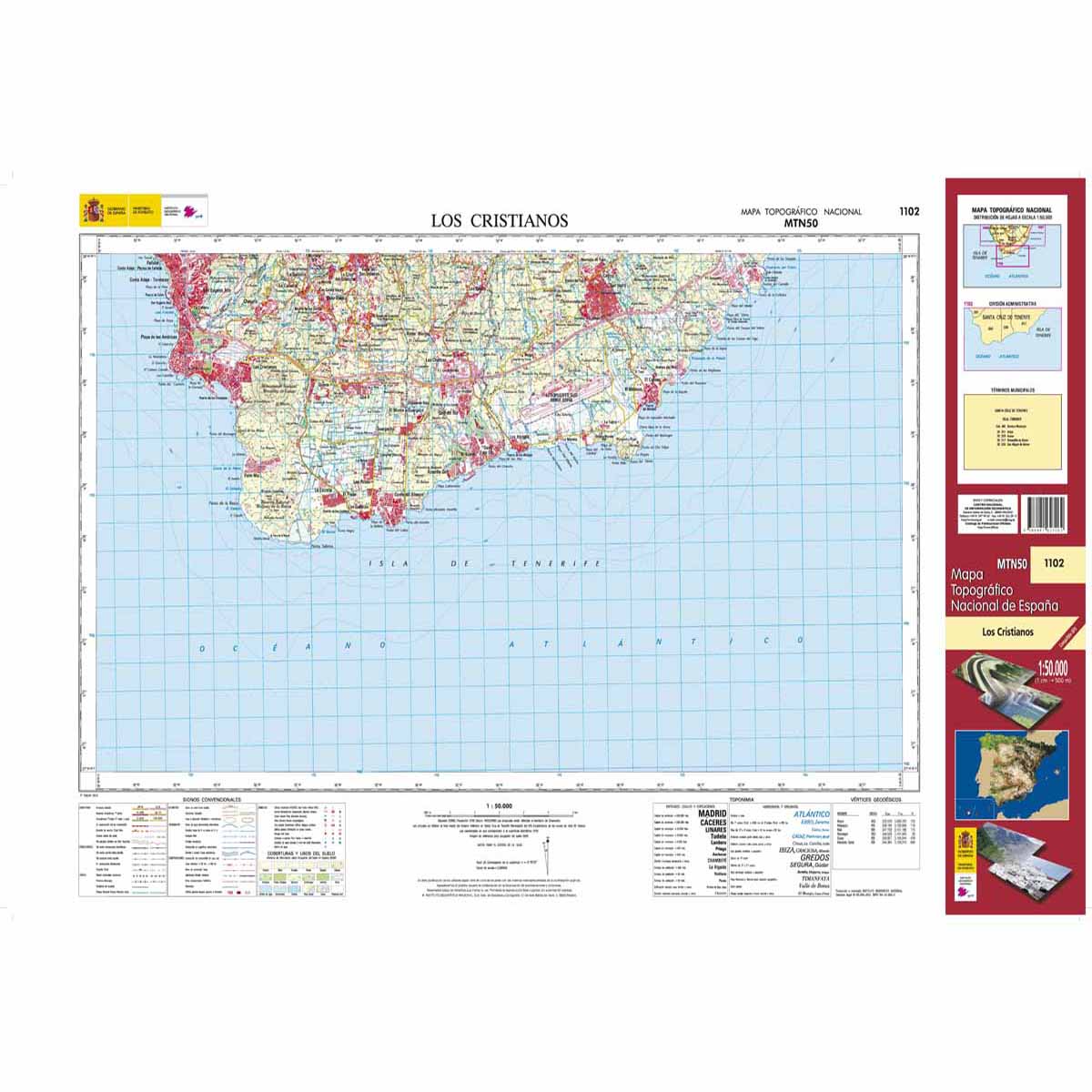 Online bestellen: Topografische kaart 1102 MT50 Los Cristianos (Tenerife) | CNIG - Instituto Geográfico Nacional1