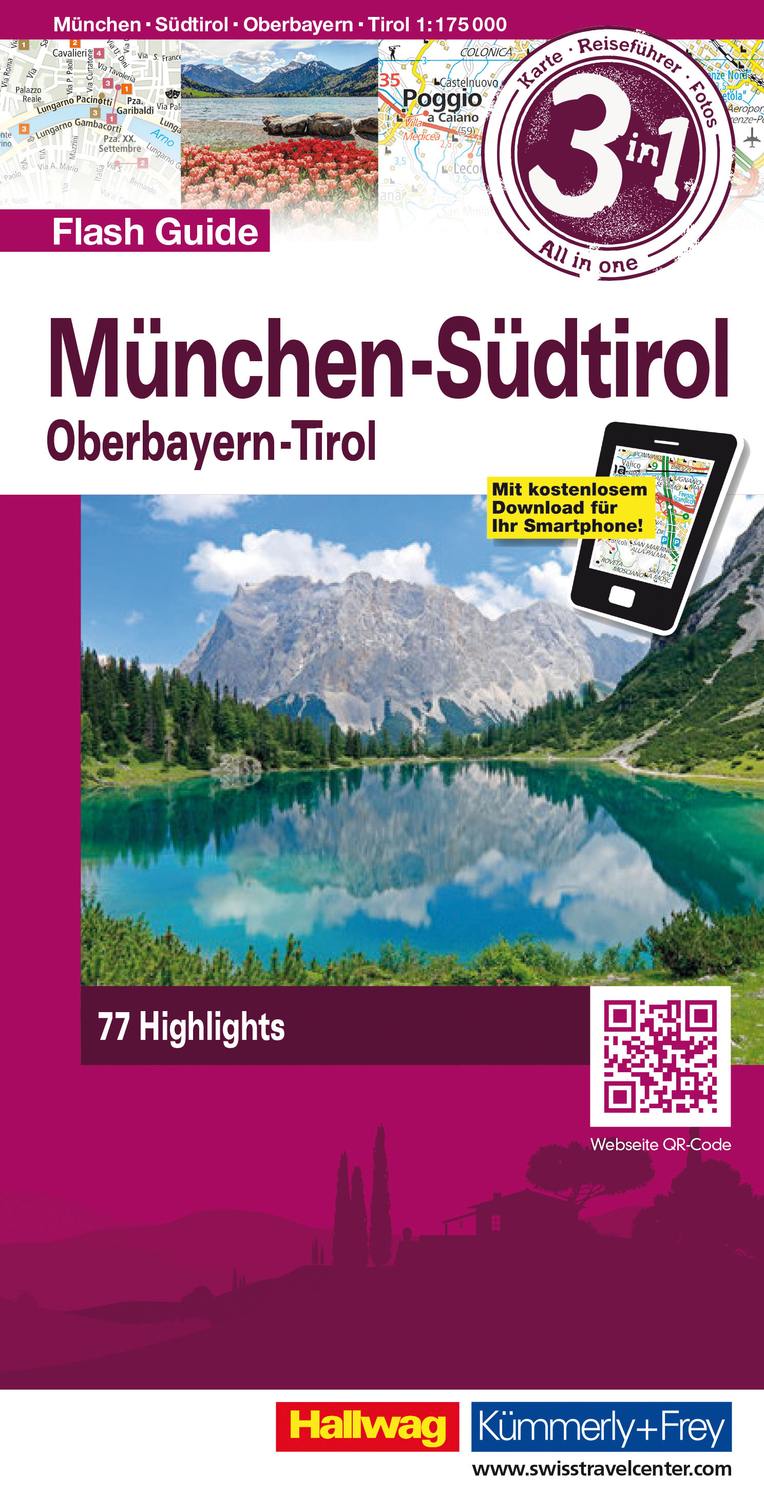 Online bestellen: Wegenkaart - landkaart Flash Guide Munchen / Zuid-Tirol / Opper-Beieren | Hallwag