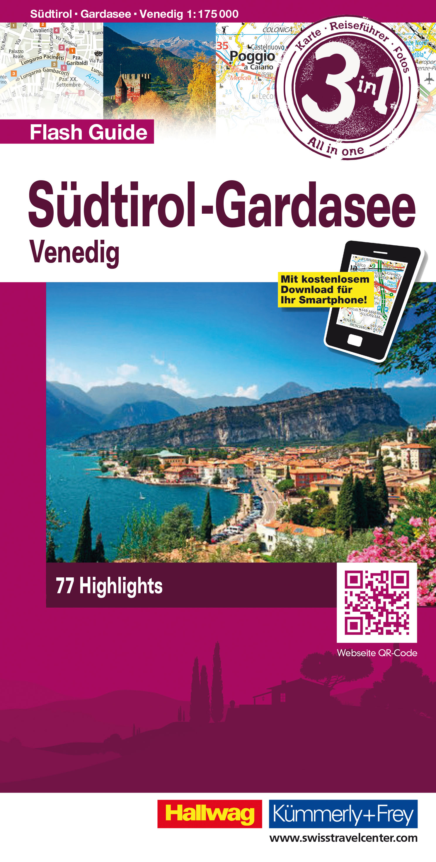 Online bestellen: Wegenkaart - landkaart Flash Guide Zuid-Tirol / Gardameer / Venetië | Hallwag