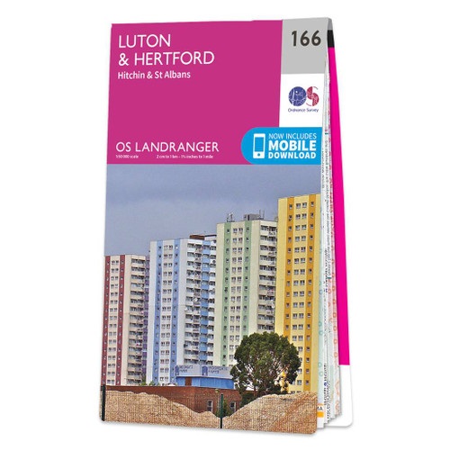 Online bestellen: Wandelkaart - Topografische kaart 166 Landranger Luton & Hertford, Hitchin & St Albans | Ordnance Survey