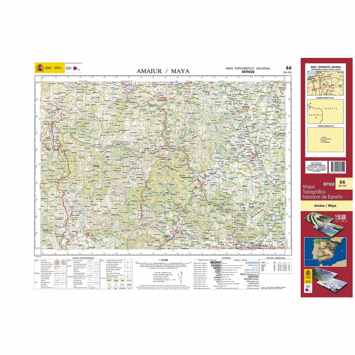 Online bestellen: Topografische kaart 66 MT50 Amaiur/Maya | CNIG - Instituto Geográfico Nacional1