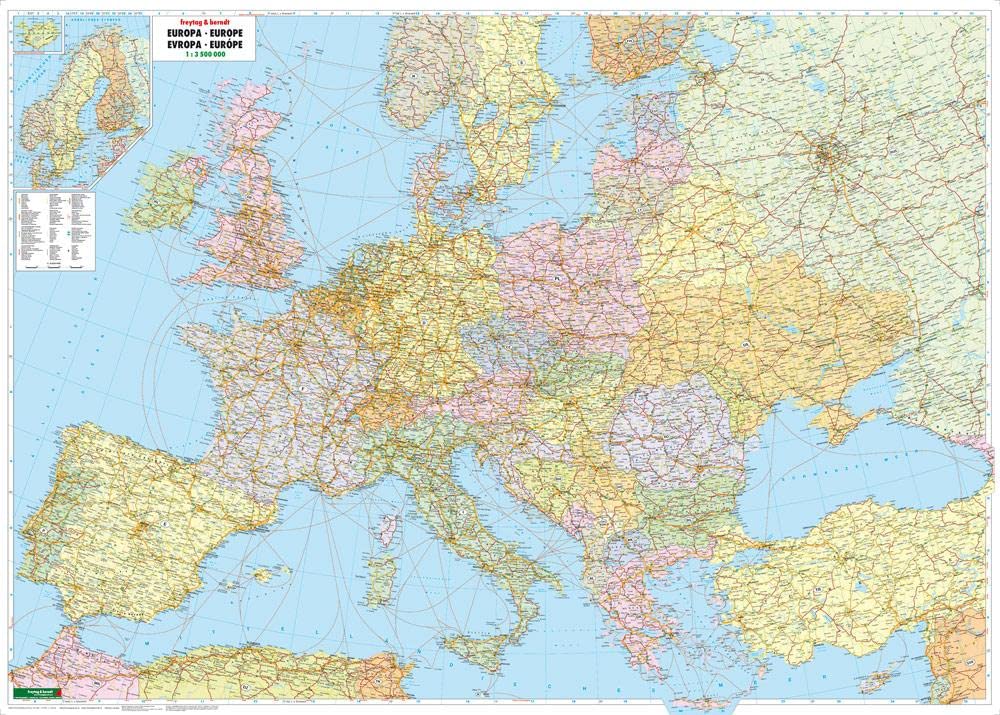 Wandkaart Europa politiek |124…