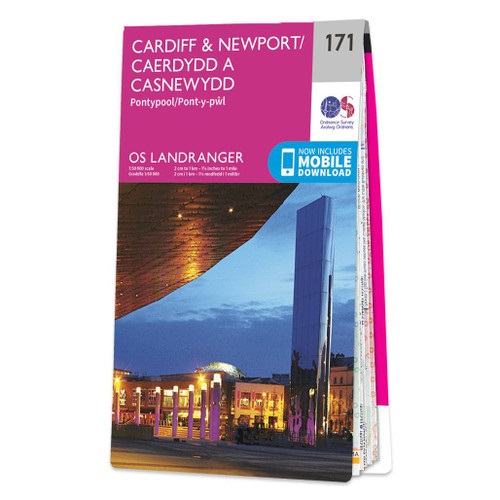 Online bestellen: Wandelkaart - Topografische kaart 171 Landranger Cardiff & Newport, Pontypool Wales | Ordnance Survey
