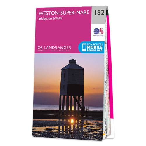 Online bestellen: Wandelkaart - Topografische kaart 182 Landranger Weston-super-Mare, Bridgwater & Wells | Ordnance Survey