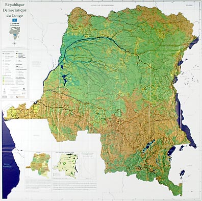 Online bestellen: Wandkaart Congo Répulique Démocratique fysisch | 112 x 112 cm | UCL