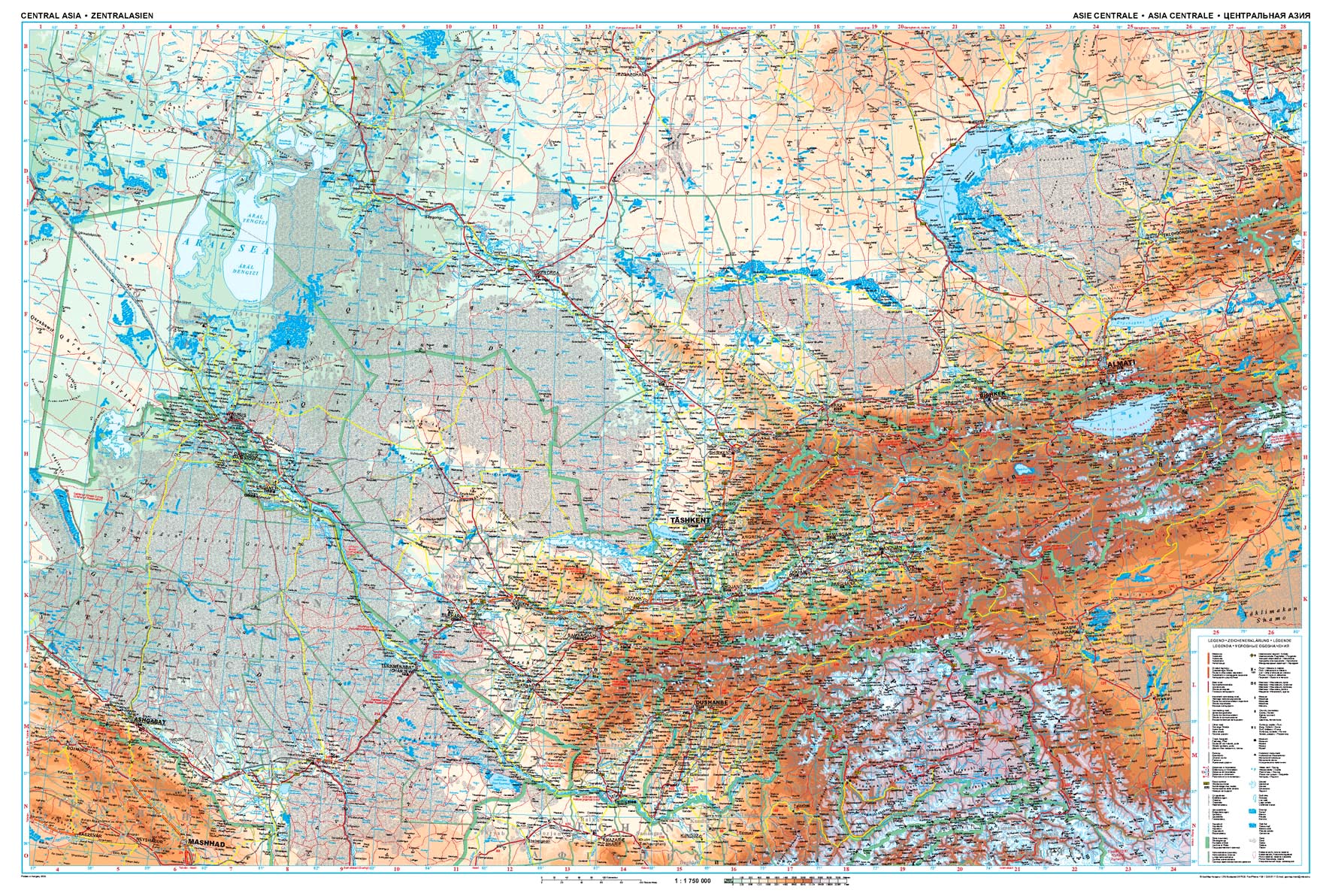 Online bestellen: Wandkaart Centra Asia Geographic - Azië Centraal geografisch | 122 x 80 cm | Gizi Map