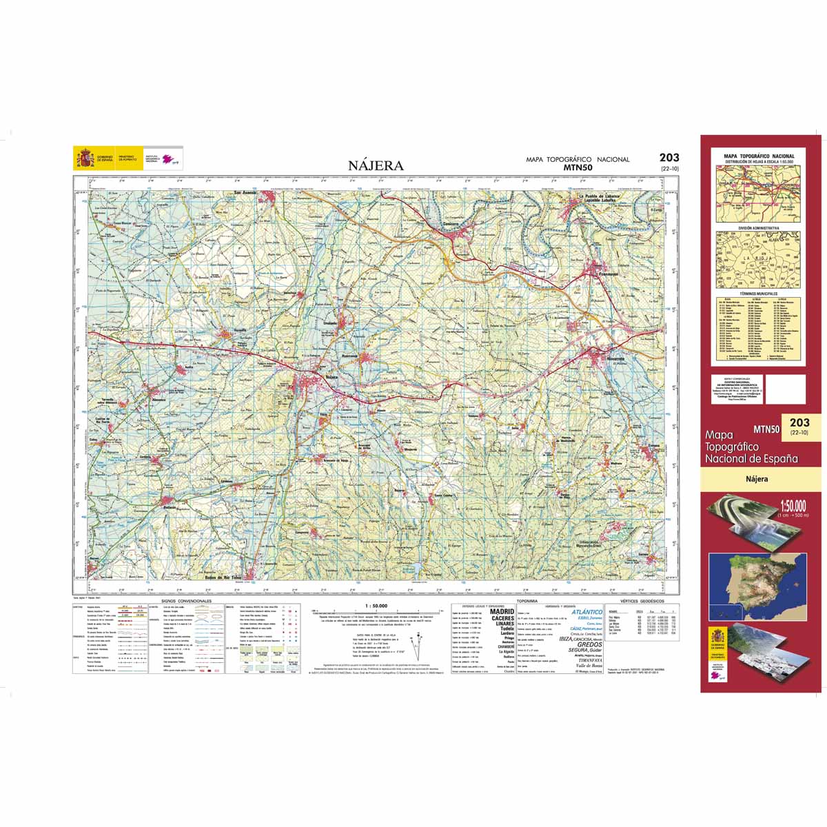 Online bestellen: Topografische kaart 203 MT50 Nájera | CNIG - Instituto Geográfico Nacional1