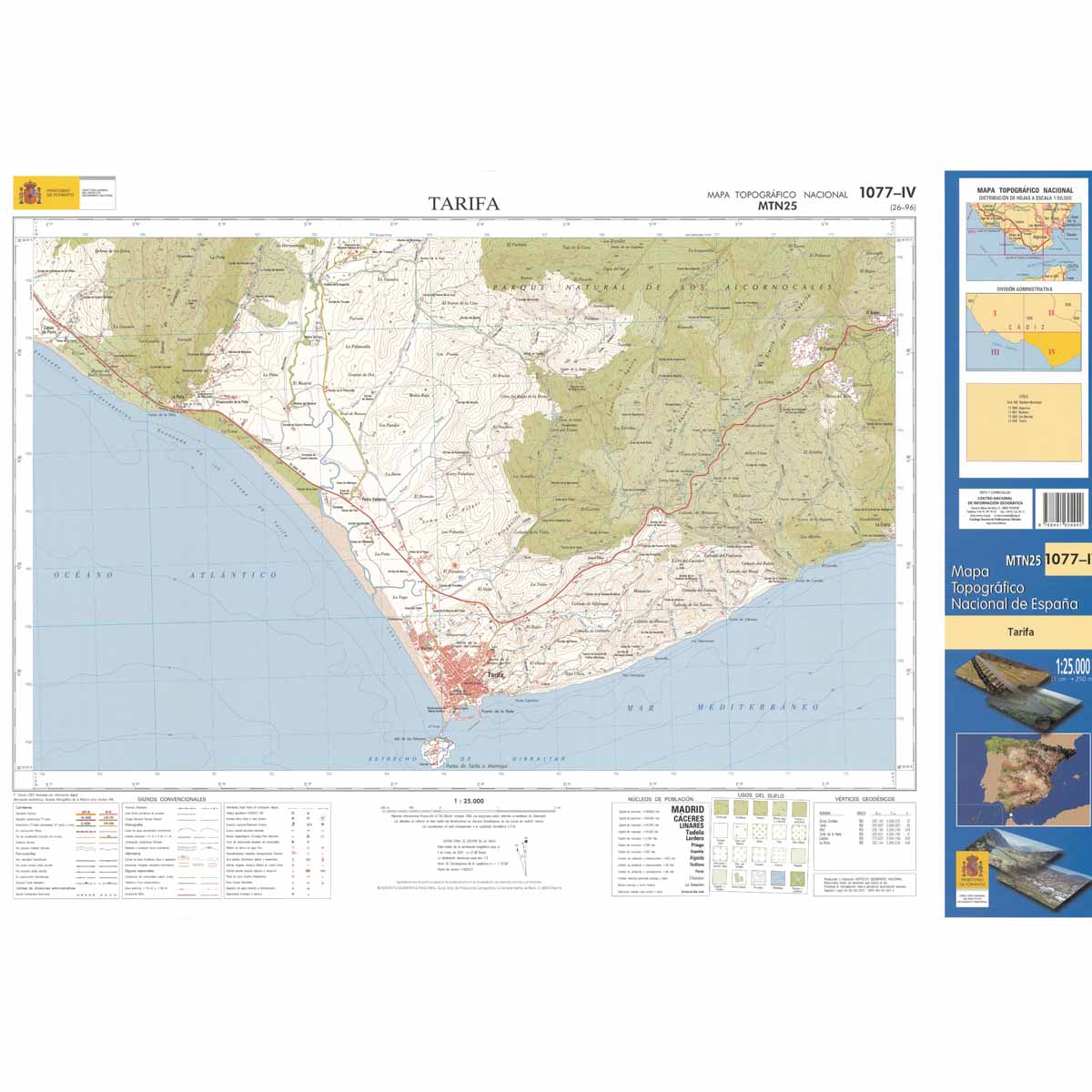 Online bestellen: Topografische kaart 1077-IV Tarifa | CNIG - Instituto Geográfico Nacional1