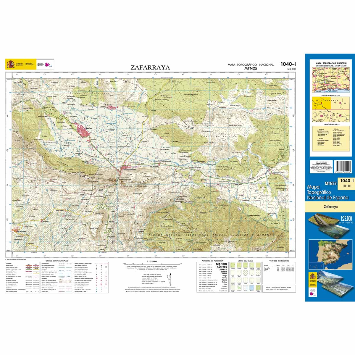 Online bestellen: Topografische kaart 1040-I Zafarraya | CNIG - Instituto Geográfico Nacional1