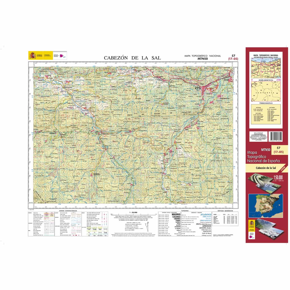 Online bestellen: Topografische kaart 57 MT50 Cabezón de la Sal | CNIG - Instituto Geográfico Nacional1