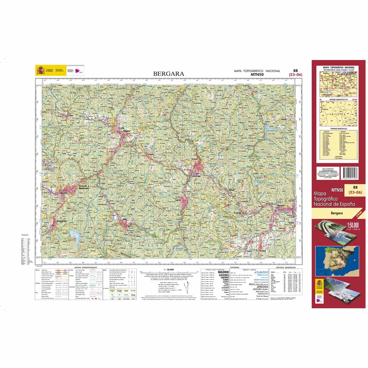 Online bestellen: Topografische kaart 88 MT50 Bergara | CNIG - Instituto Geográfico Nacional1