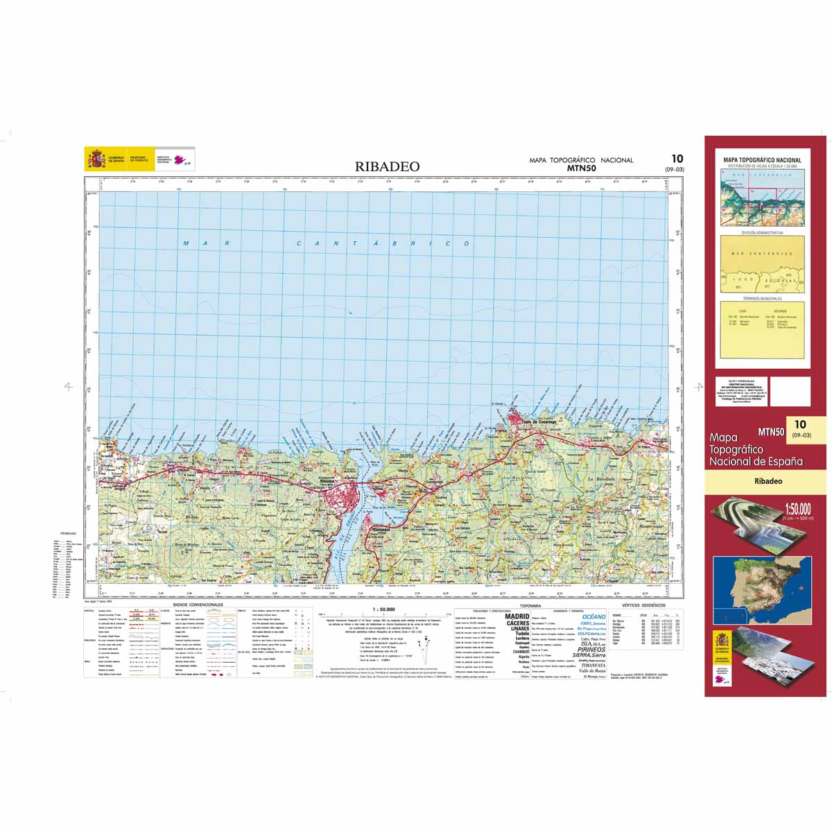 Online bestellen: Topografische kaart 10 Ribadeo | CNIG - Instituto Geográfico Nacional1