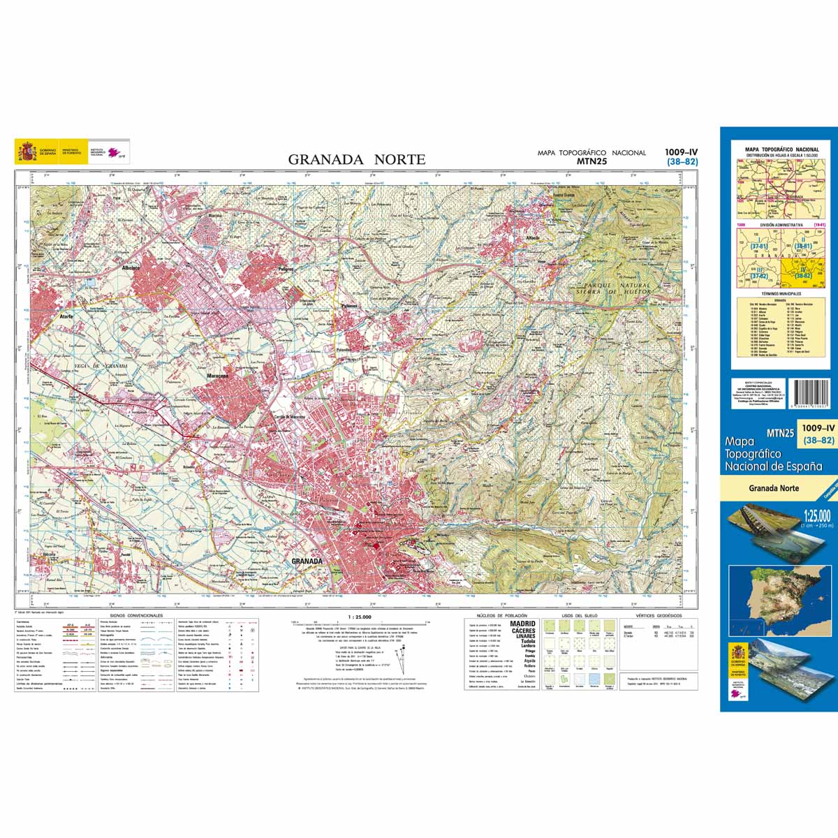 Online bestellen: Topografische kaart 1009-IV Granada Norte | CNIG - Instituto Geográfico Nacional1