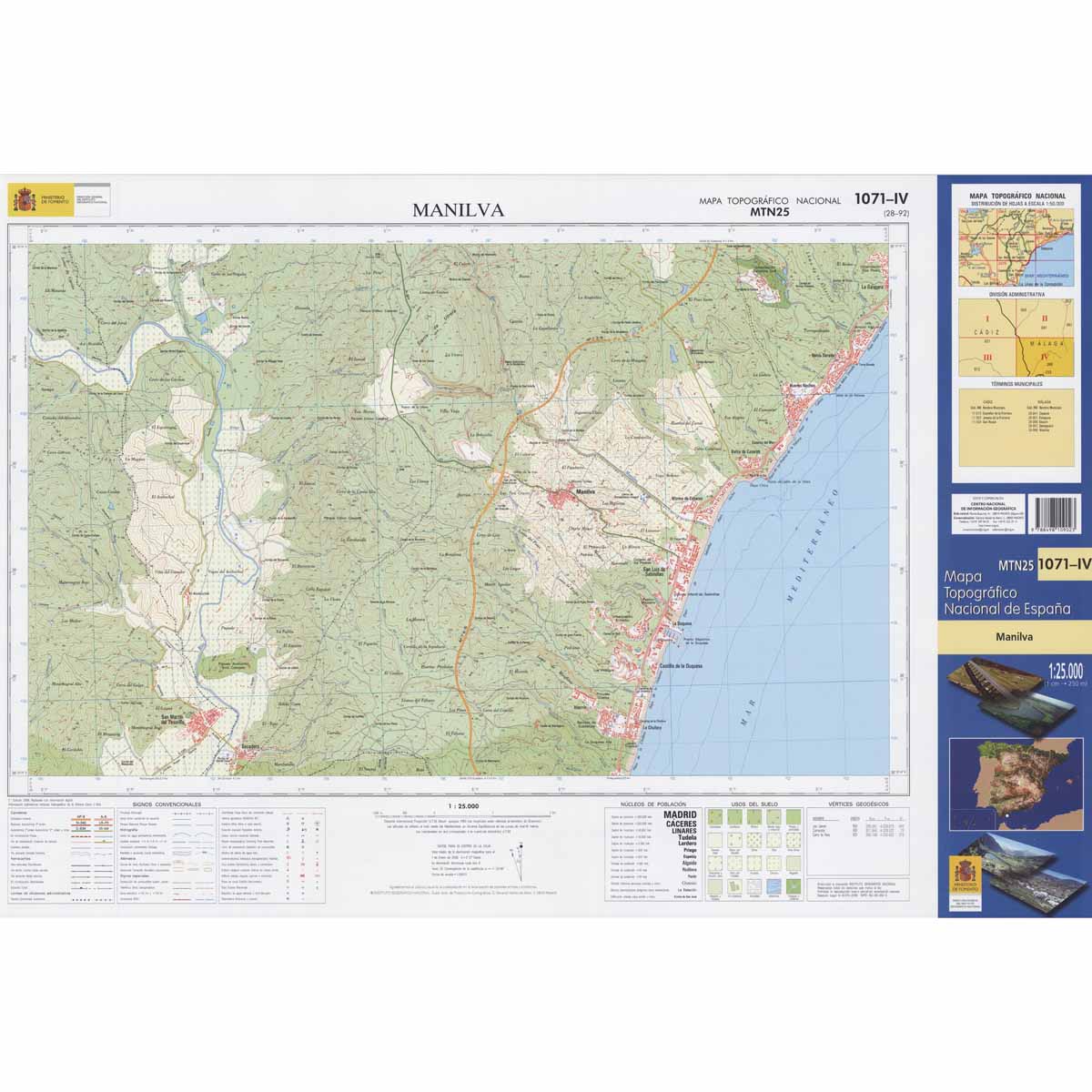 Online bestellen: Topografische kaart 1071-IV Manilva | CNIG - Instituto Geográfico Nacional1