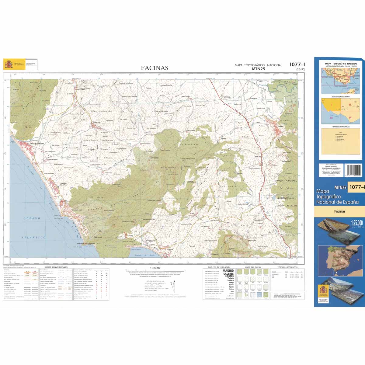 Online bestellen: Topografische kaart 1077-I Facinas | CNIG - Instituto Geográfico Nacional1