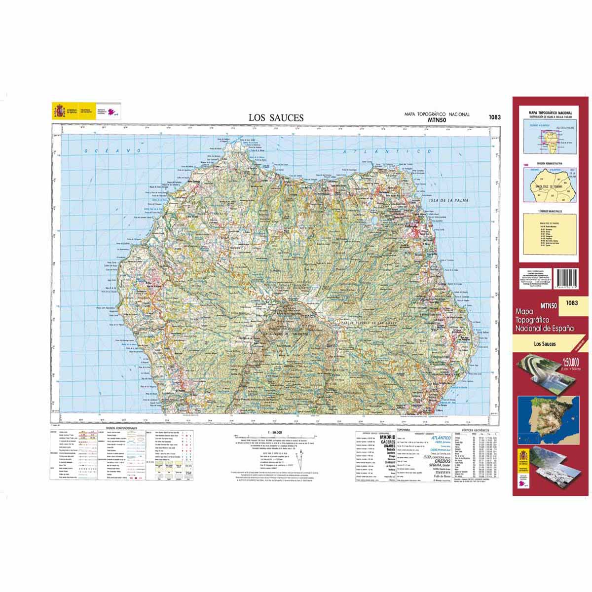 Online bestellen: Topografische kaart 1083 MT50 Los Sauces (La Palma) | CNIG - Instituto Geográfico Nacional1