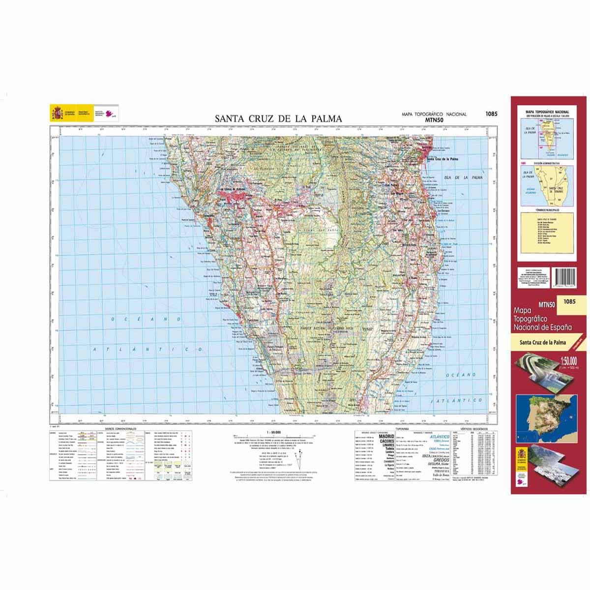 Online bestellen: Topografische kaart 1085 MT50 Santa Cruz de la Palma (La Palma) | CNIG - Instituto Geográfico Nacional1