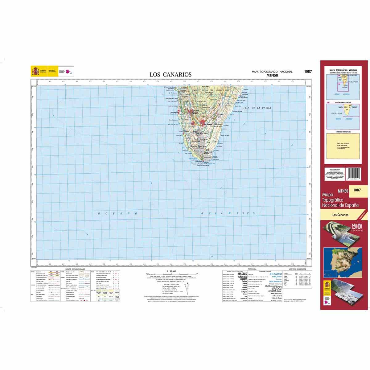 Online bestellen: Topografische kaart 1087 MT50 Los Canarios (La Palma) | CNIG - Instituto Geográfico Nacional1