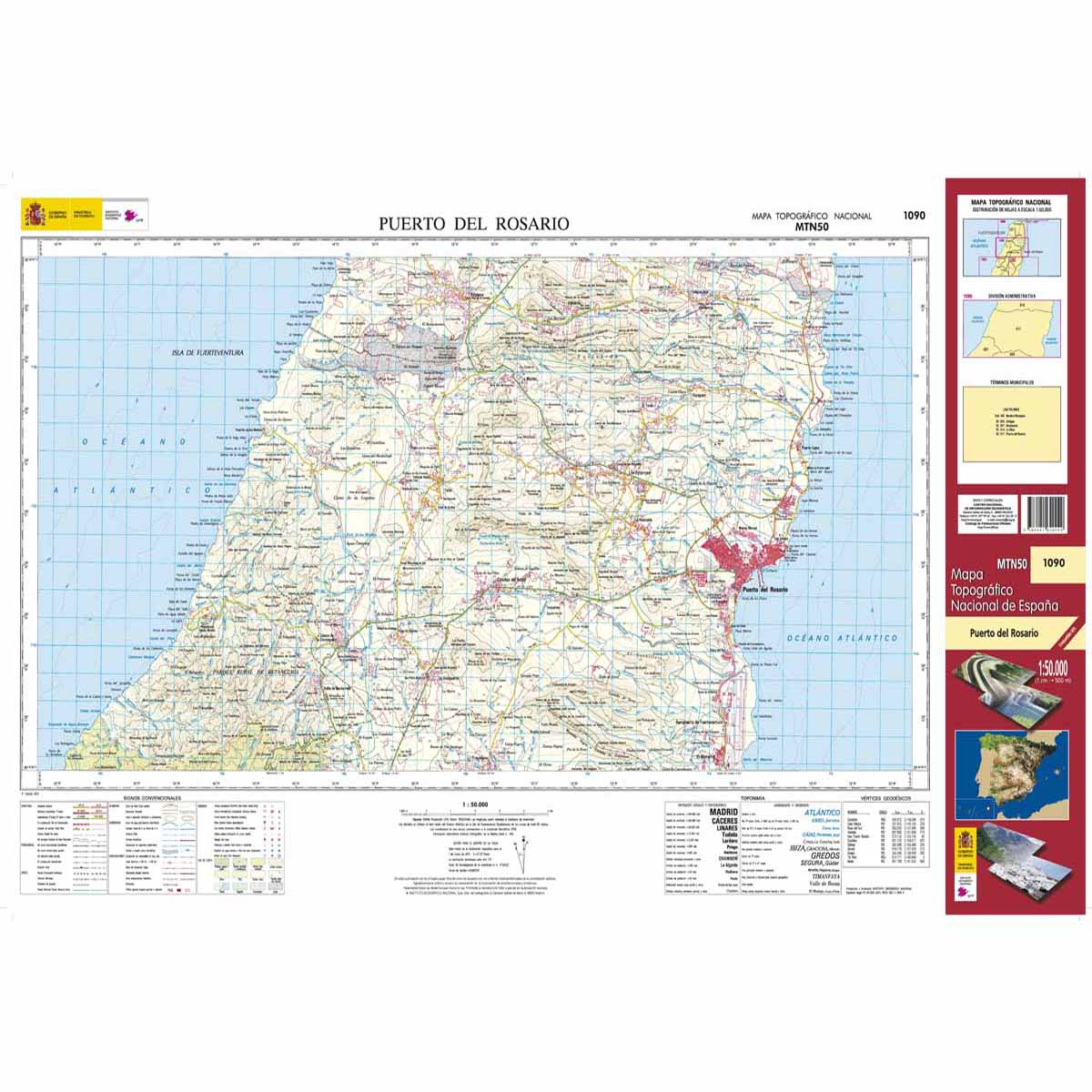 Online bestellen: Topografische kaart 1090 MT50 Puerto del Rosario (Fuerteventura) | CNIG - Instituto Geográfico Nacional1