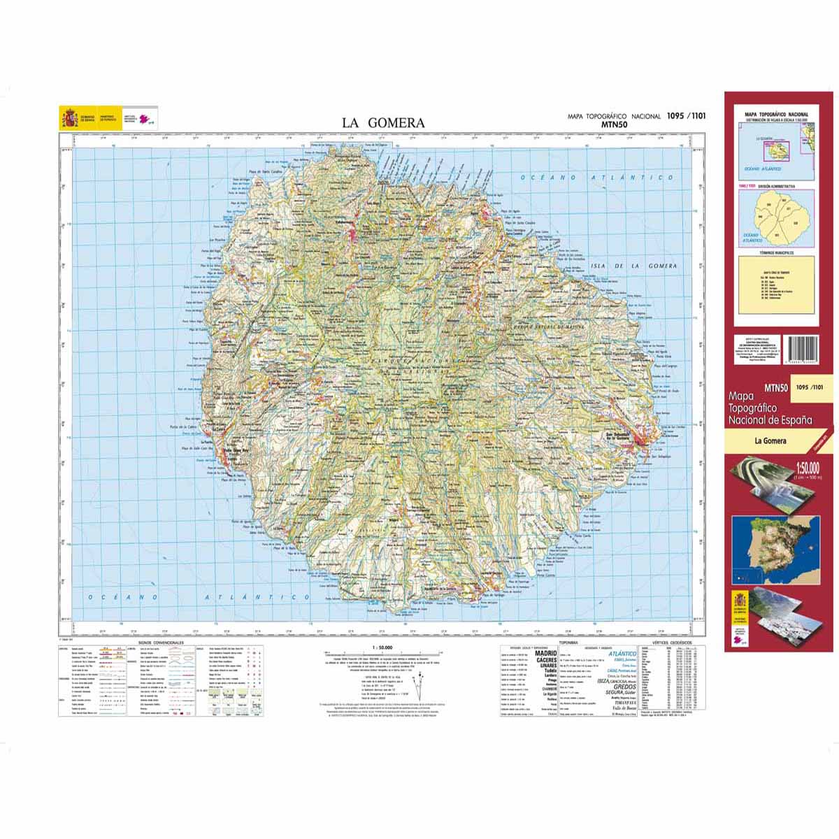 Online bestellen: Topografische kaart 1095/1101 MT50 La Gomera (La Gomera) | CNIG - Instituto Geográfico Nacional1