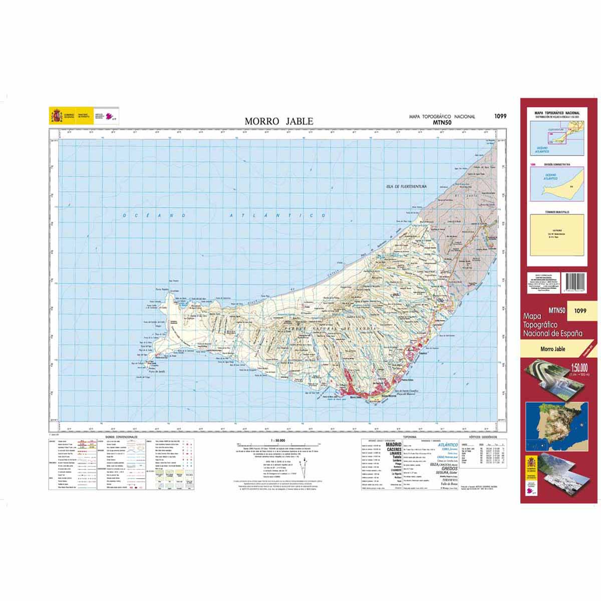 Online bestellen: Topografische kaart 1099 MT50 Morro Jable (Fuerteventura) | CNIG - Instituto Geográfico Nacional1