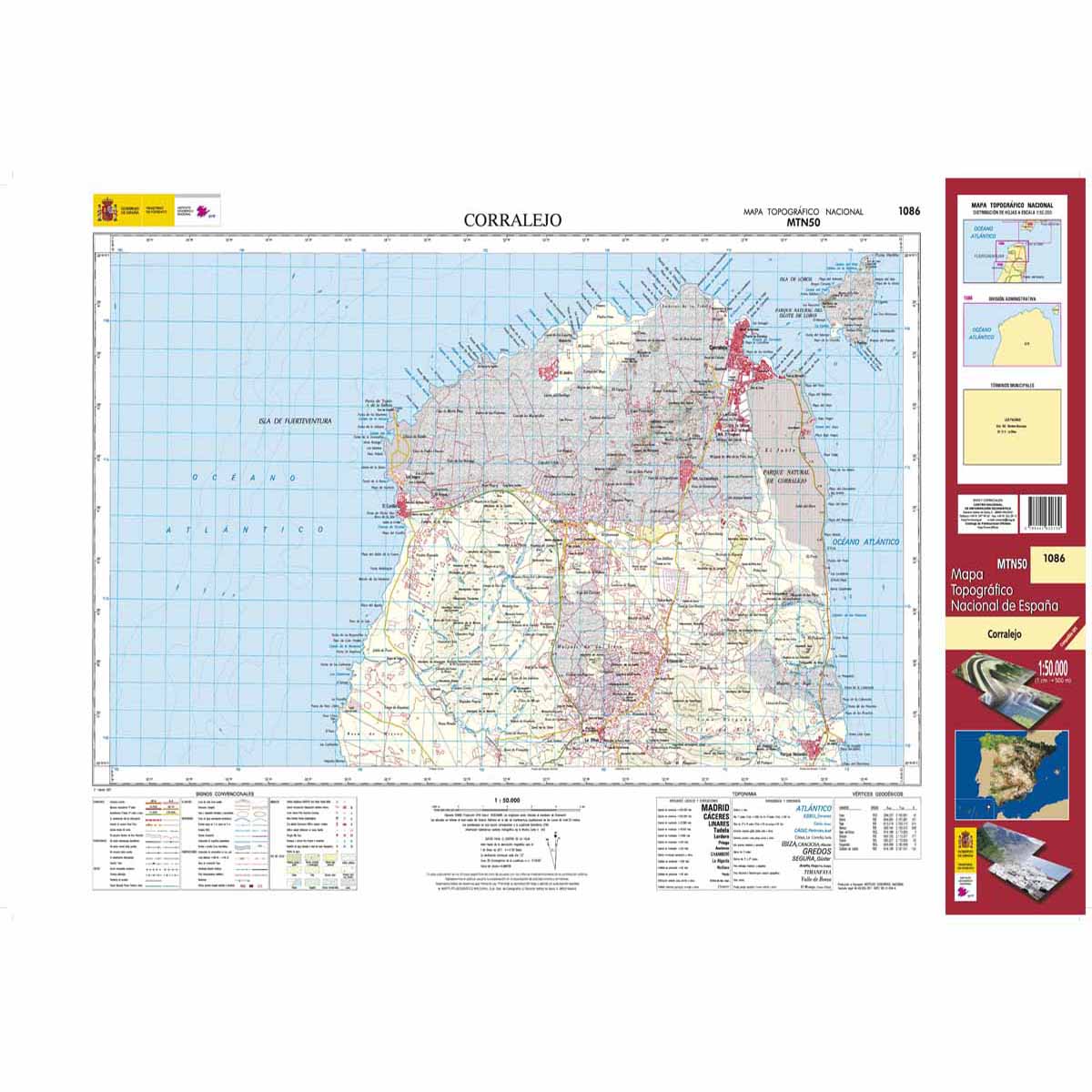 Online bestellen: Topografische kaart 1086 MT50 Corralejo (Fuerteventura) | CNIG - Instituto Geográfico Nacional1