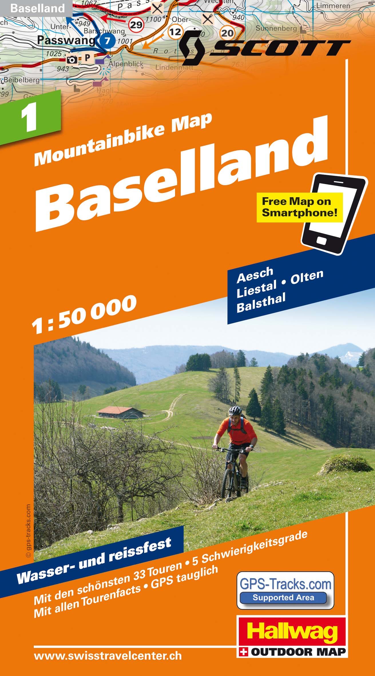 Online bestellen: Mountainbikekaart 1 Baselland MTB kaart | Hallwag