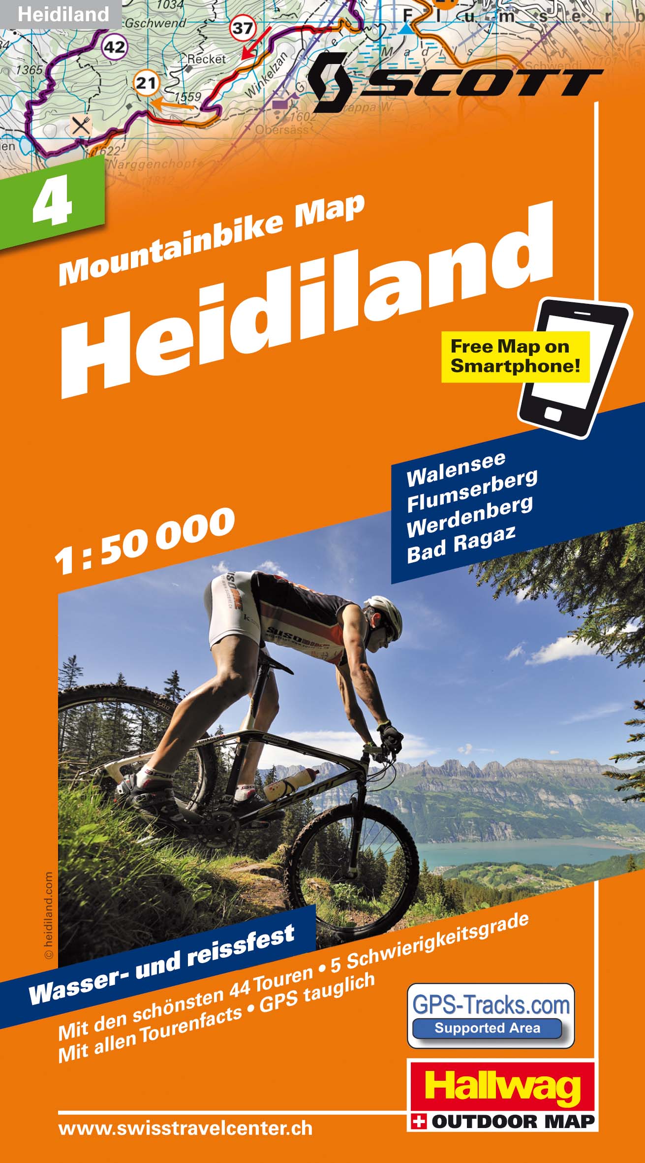 Online bestellen: Mountainbikekaart 4 Heidiland MTB kaart | Hallwag