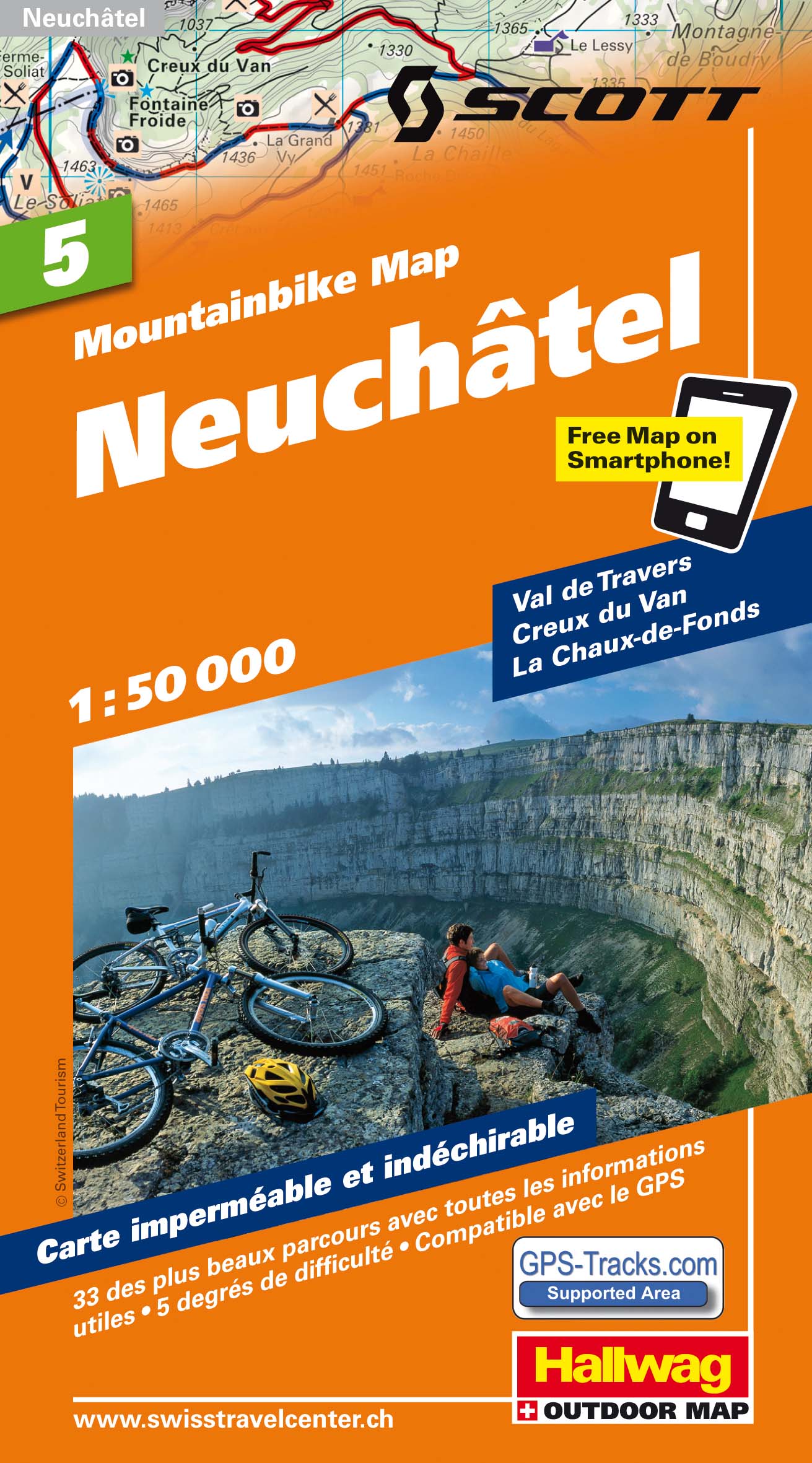 Online bestellen: Mountainbikekaart 5 Neuenburg MTB kaart | Hallwag