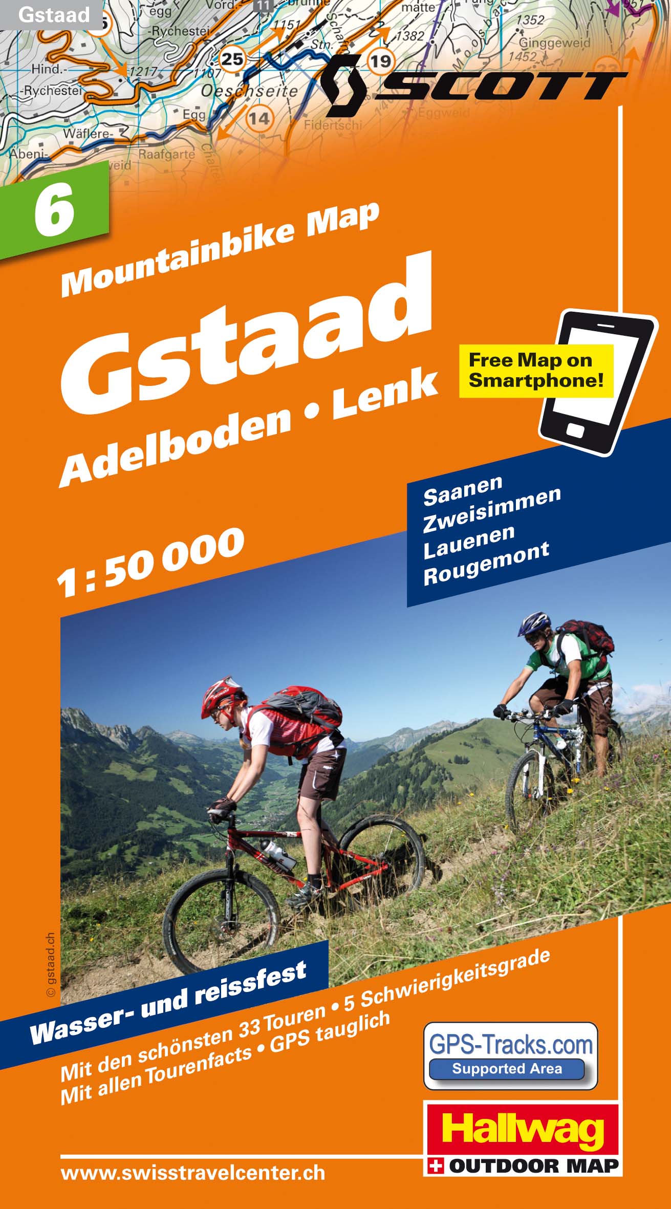 Online bestellen: Mountainbikekaart 6 Gstaad / Adelboden / Lenk MTB kaart | Hallwag