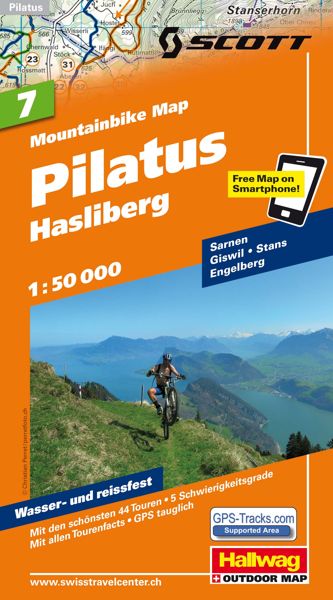 Online bestellen: Mountainbikekaart 7 Pilatus / Hasliberg MTB kaart | Hallwag