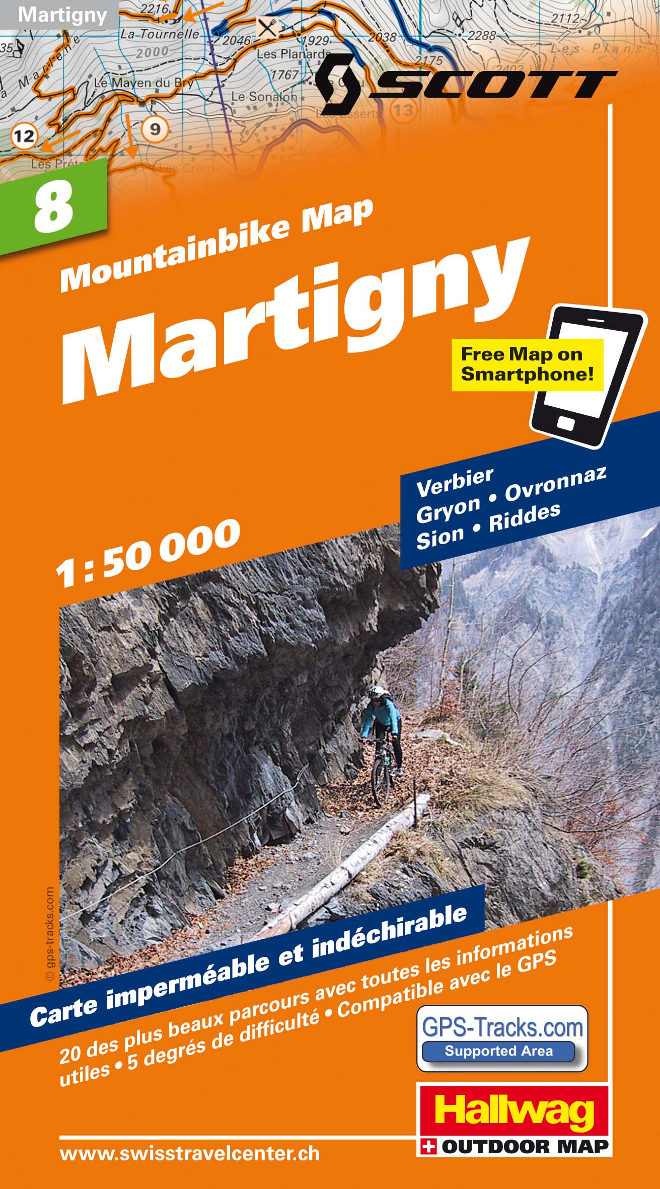 Online bestellen: Mountainbikekaart 8 Martigny MTB kaart | Hallwag