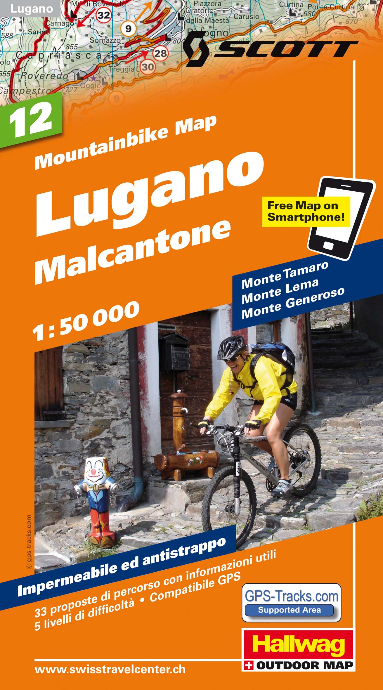 Online bestellen: Mountainbikekaart 12 Lugano / Malcantone MTB kaart | Hallwag