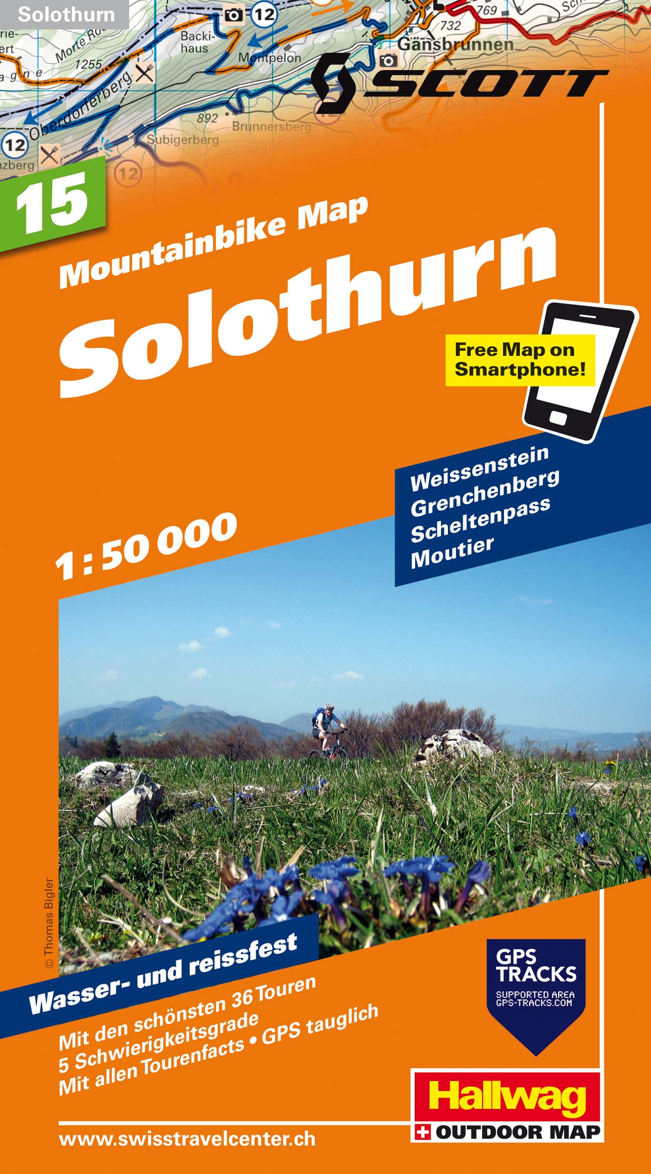 Mountainbikekaart 15 Solothurn MTB kaart | Hallwag